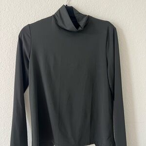 Opened Back Black Turtleneck Top